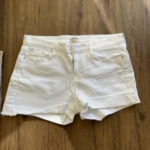 J crew high rise white denim shorts